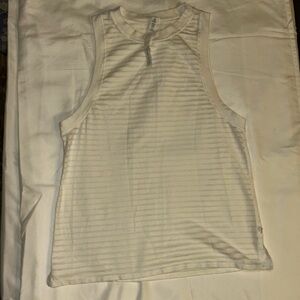 Lululemon White Striped Racerback Tank